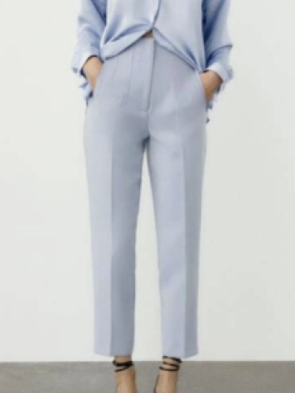 Light Blue High-Waisted Trousers - Zara - Size S